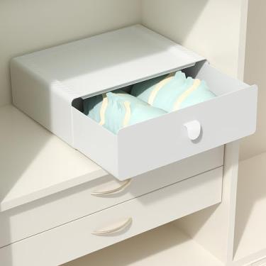 Imagem de Tynulox Gaveta organizadora de roupas íntimas, 1 gaveta de sutiãs de plástico, organizador de armário empilhável, caixa de armazenamento para meias, calcinhas, lanches, cinza