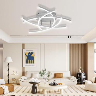 Imagem de Luminária de teto LED moderna para sala de estar - Regulável, faixa de iluminação criativa para quarto com controle remoto - Luminária de teto curva e giratória em acrílico - Adequada para s