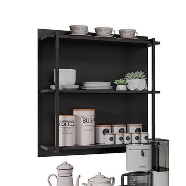 Imagem de Prateleira Industrial Tripla Cozinha Suspenso De Parede Emi 70,5cm Pto M12 - D'rossi