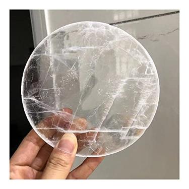 Imagem de Balance Chakra Cristais Naturais Selenite Fatia Placa Redonda Produto de Cura Espiritual para Decoração Minerais e Cristais de Pedra da Sorte (Cor: Redondo, Tamanho: 1 pç)