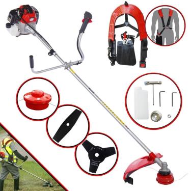 Imagem de Roçadeira Com Sistema Anti-Vibração Toyama RT52L 2T 52cc 2HP de Potência Cortador de Grama Com Cabeçote de Nylon + Lâmina 2 Pontas + Lâmina 3 Pontas