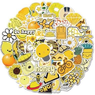 Imagem de 100 peças de adesivos fofos amarelos para meninas, adesivos legais de viagem, adesivos de vinil à prova d'água para garrafas de água, laptop, bagagem, adolescentes adultos, teclados, mochilas, skates