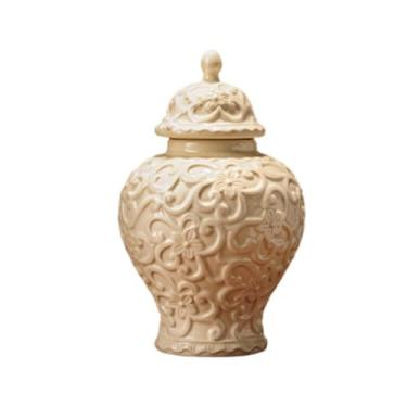 Imagem de FLCPJGV Vaso de porcelana para decoração de mesa, enfeite ou centro de mesa, ideal para festas e inaugurações de casa, Beige White S