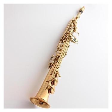 Imagem de Saxofone profissional reto alto estridente B-flat latão dourado laca saxofone instrumento de sopro com estojo