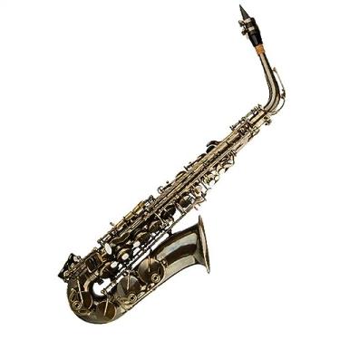 Imagem de Aprendizagem profissional tocando saxofone alto tipo instrumento de sopro de madeira com acessórios