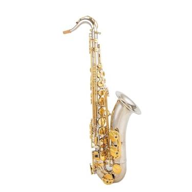 Imagem de Instrumento de saxofone tipo performer banhado a prata chave de saxofone tenor bb instrumento musical profissional com acessórios de capa (B)