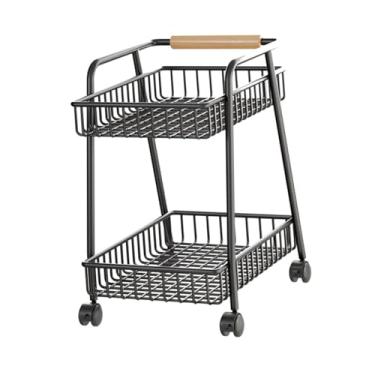 Imagem de Ｂｅｓｇａ Carrinho de cozinha com rodas, móvel, 2 níveis, prateleira de armazenamento multifuncional para berçário, cozinha, despensa, dormitório, sala de