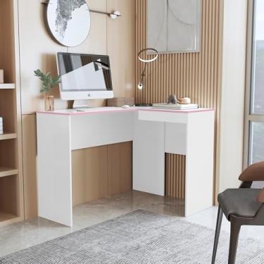 Imagem de Mesa de Computador Bélgica - JM3 Moveis (Branco/Rosa)