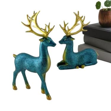 Imagem de Decoração de rena | Estátua de férias | Estatuetas de rena decoração de mesa de férias - para prateleira, mesa, cornija, sala de estar, entrada, escritório, jardim, quintal, pátio,