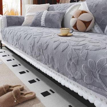 Imagem de Capa de sofá em forma de U, capa de sofá seccional para sofá e espreguiçadeira, capas de sofá laváveis com almofadas de 30 cm, 4 assentos, capas de sofá, sofá, animais de estimação, cinza, 110 x 110