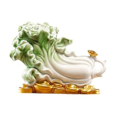 Imagem de Ｂｅｓｇａ Estátua de Repolho, Ornamento, Estatueta de Cerâmica, Artesanato, Escultura Decorativa para Centro de Mesa, Presente de Inauguração, Estante, Lareira, Largura 8 Cm
