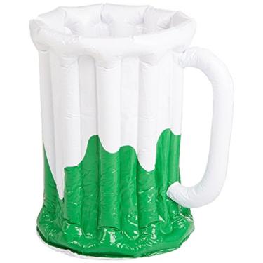 Imagem de Beistle Caneca de cerveja inflável novidade Cooler para festa do Dia de São Patrício, 45,72 x 68,56 cm, verde/branco