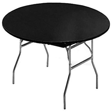 Imagem de Creative Converting Party Supplies Capa de mesa de plástico com cantos elásticos pretos lisos, 152,4 cm