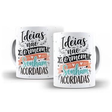 Imagem de Caneca Branca com Frase Motivacional, Arco-Íris Colorido, Design Decorativo com Corações, Cerâmica (22814)
