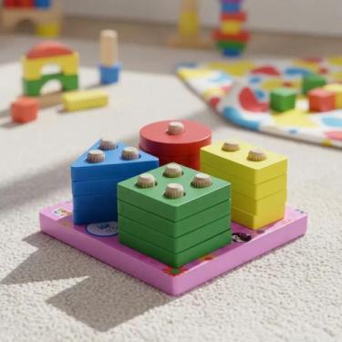 Imagem de Brinquedo Educativo Encaixe Formas Geométricas para Bebês Criativo Ped