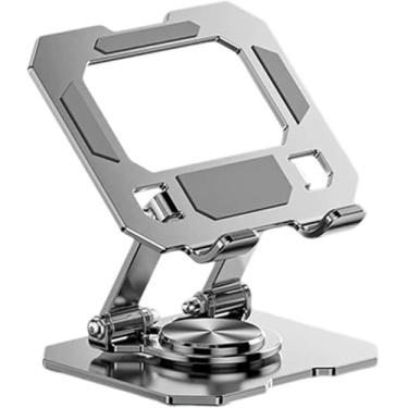 Imagem de Suporte para Tablet em Aço Carbono Com Metal Resistente Apoio para Mesa Pedestal Portátil Dobrável Articulado Base Rotativa 360º Design Moderno Ajustável Antiderrapante Ampla Compatibilidade
