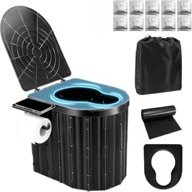 Imagem de UOPBYEA Sanita de acampamento portátil para adultos, vaso sanitário ao ar livre para banheiros de acampamento, penico portátil com almofada confortável para barraca, praia, viagem, barco, carro