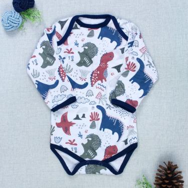 Imagem de Body Bebê Branco Manga Longa - Estampa Dino Divertida