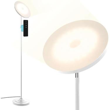 Imagem de Luminária de chão brilhante de 36W/3600LM com controle remoto, lâmpada de piso Torchiere com mudança de cor RGB, ajuste contínuo de temperaturas de cor e brilho para quarto e sala de jogos