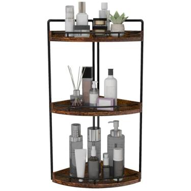 Imagem de Dorhors Organizador de banheiro de canto de 3 camadas para armazenamento, bandeja de penteadeira, organizador de balcão de madeira para cozinha, banheiro, cômoda
