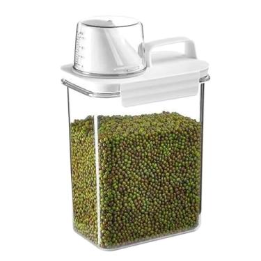 Imagem de Pote Hermético Com Copo Medidor Dispenser Organizador Dosador Multiuso Porta Mantimentos com opção de tamanhos 1100L, 1800L, 2300L (1800ML)