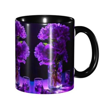 Imagem de Zeraoke Caneca de café criativa com estampa de flores roxas, personalizadas, presente para família, tamanho de 325 ml, unissex