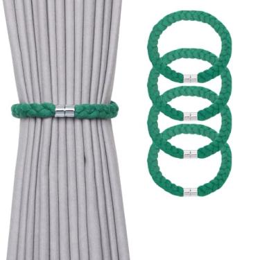 Imagem de NICEEC Pacote com 4 cordões magnéticos de corda de algodão natural laços elegantes estilo trança torcida drapeado costas de cortina de corda tecida à mão macias para cortinas de janela de casa e