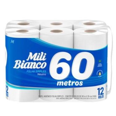 Imagem de Papel Higiênico MILI BIANCO 60m 12un - Folha Simples