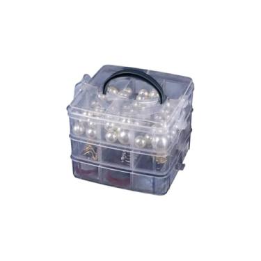Imagem de Cesto Organizador Multiuso Transparente, 3 Compartimentos, Plástico, 13x16x15cm, 209g