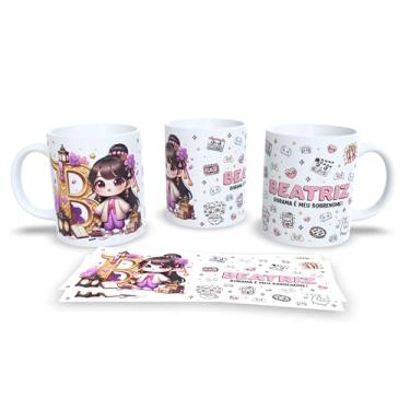 Imagem de Caneca Personalizada Amanda, Design Dorama, Anime Kawaii, Cerâmica Branca, com Ilustração de Personagem (B)