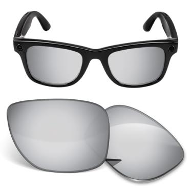 Imagem de Lentes de substituição de 1,5 mm compatíveis com óculos de sol inteligentes Ray-Ban Meta Wayfarer (Gen2) RW4012 53 mm - Prata escura polarizada
