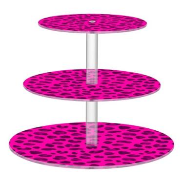 Imagem de CEBUGI Suporte de cupcake de 3 camadas com estampa animal, suporte redondo para bolo, torre, bandeja de servir em camadas de acrílico para chá, chá de bebê, casamento e mais