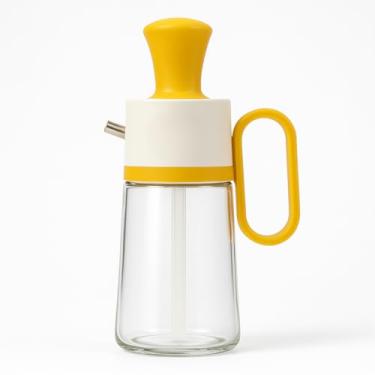 Imagem de Garrafa para Azeite e Óleo 500ml em Vidro com Tampa Dispensadora e Dosador Preciso para Cozinha, Ideal para Vinagre e Temperos (Amarelo)