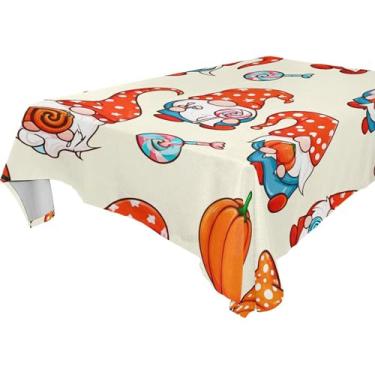 Imagem de Burbuja Toalha de mesa de gnomos de Halloween, toalha de mesa quadrada anti-rugas grossa para decoração de jantar, cozinha, festa, 137 x 137 cm