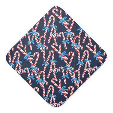 Imagem de Burbuja Toalha de banho para bebês Candy Cane - Toalha com capuz de musselina macia e absorvente para recém-nascidos, 76 x 76 cm