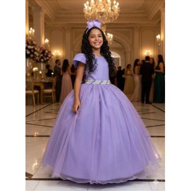 Imagem de Vestido Infantil Formatura Lilás Longo com Glitter para Dama - Fabulos