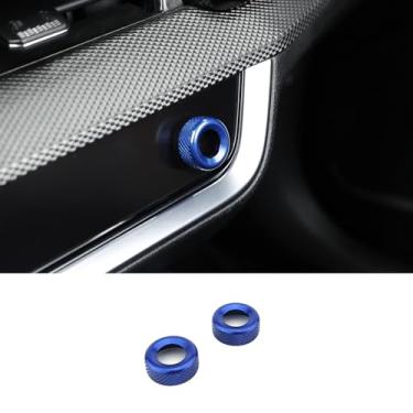 Imagem de JUIVEEL 2 peças alumínio ar condicionado botão botão capa A/C controle central botão botão proteção compatível com acessórios Kia Sportage 2023-2025 (estilo azul)