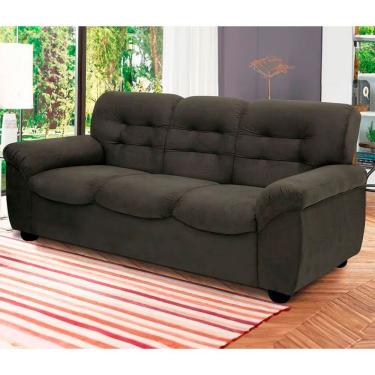 Imagem de Sofá 03 Lugares Stillus Ii 204cm Revestido Suede Linoforte Marrom