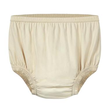 Imagem de EEOST Capa de fralda à prova d'água para adultos e calças para incontinência com proteção silenciosa à prova de vazamento com camada absorvente leve (bege, 3XS)