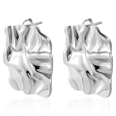 Imagem de FLORA BRINCO FOLHEADO A OURO 18K QUADRADO ONDULADO (PLATINA)