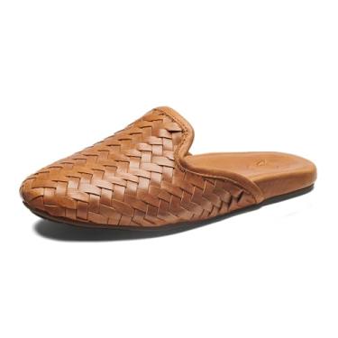 Imagem de OLUKAI Mi'I Mules slip-on feminino, couro premium e detalhes de tecido, suporte de arco e ajuste confortável, uso casual o dia todo, Kukui Brown/Kukui Brown, 36