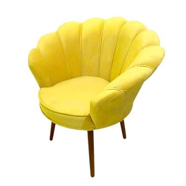 Imagem de Poltrona Decorativa Pétala Luxo em Tecido Veludo com Pés Palito para Sala Quarto e Recepção - Conforto e Sofisticação (Amarelo)