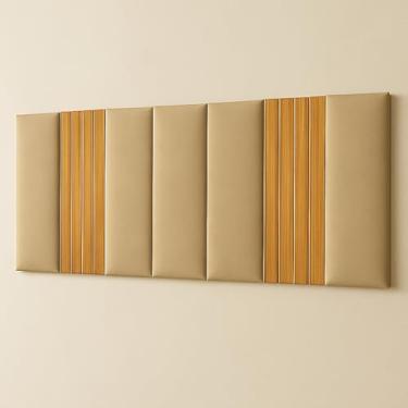 Imagem de Kit Placas Cabeceira Estofada com Ripado Modular Para Cama Box 45x20 Suede(BEGE,CAMA QUEEN E KING)