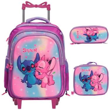 Imagem de Kit Mochila Infantil De Rodinhas Stitch Lancheira Térmica - Plike