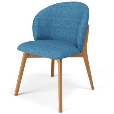 Imagem de Cadeira de Jantar e Estar Living Estofada Mia L02 Linho Azul - Lyam Decor