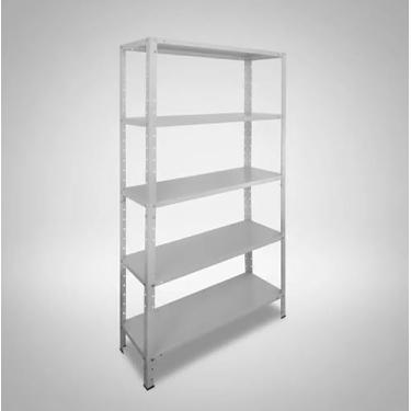 Imagem de Estante de Aço Multiuso Cinza com Pintura Eletroestática, 5 Prateleiras Ajustáveis, Estrutura Metálica para Organização