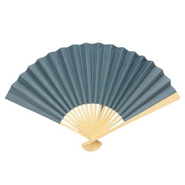Imagem de Ventoinhas dobráveis de papel e madeira azul ardósia de 25,4 cm - 12 peças