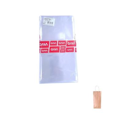 Imagem de Kit Saco De Presente Transparente 900 Incolor 15x29cm (5 unidades) + Sacola Para Presente Kraft para Garrafa 35x15x8cm (5 unidades)