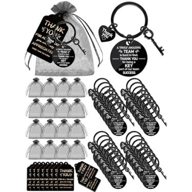 Imagem de QAUYETM 72 Pcs Employee Appreciation Gift Bulk Thank You Coworker Keychains with Organza Bags Inspirational Cards for Nurse Staff Team Customer Service Appreciation Gifts
