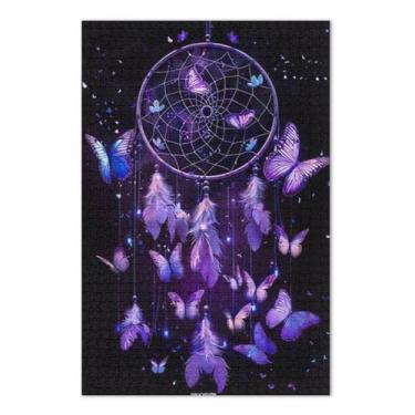 Imagem de Quebra-cabeça de borboletas roxas para adultos 1000 peças, quebra-cabeça para adultos com letras nas costas